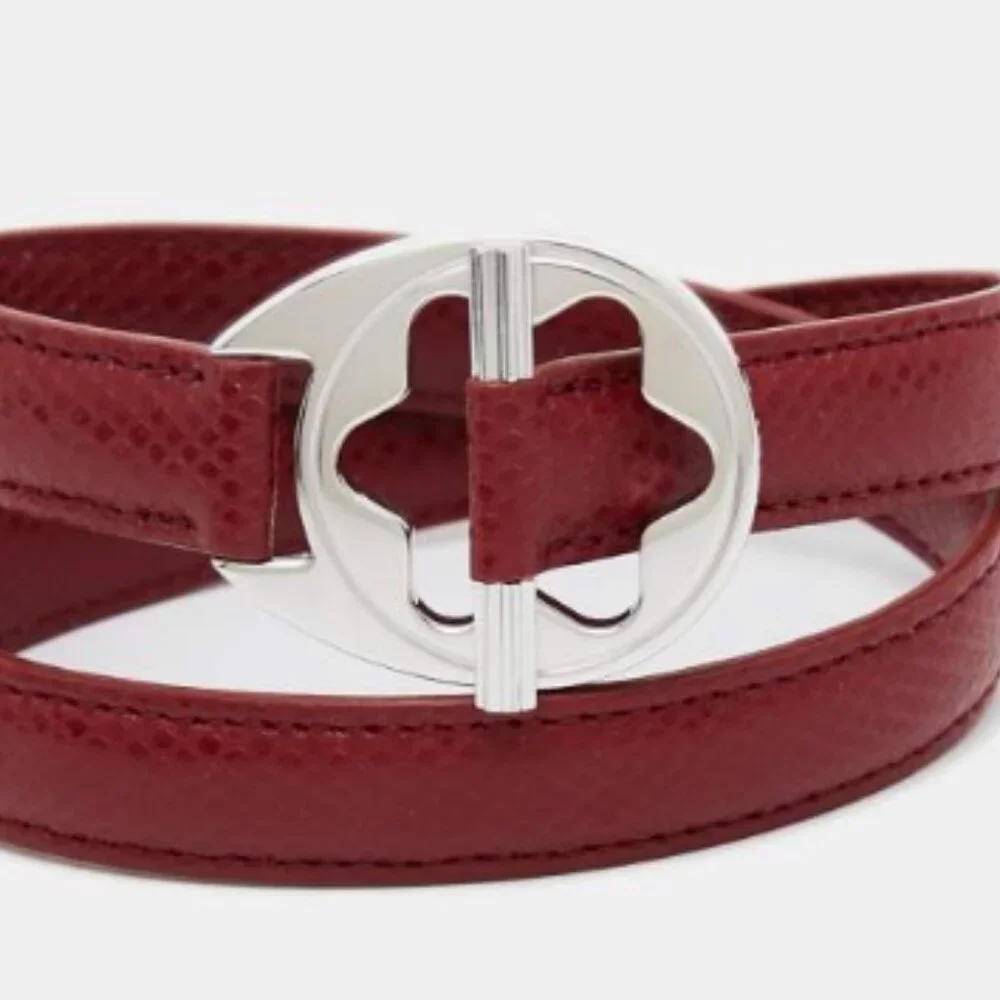 Mont Blanc Hold Me Tight Leather Sterling Silver Bracelet - Picture 2 of 5